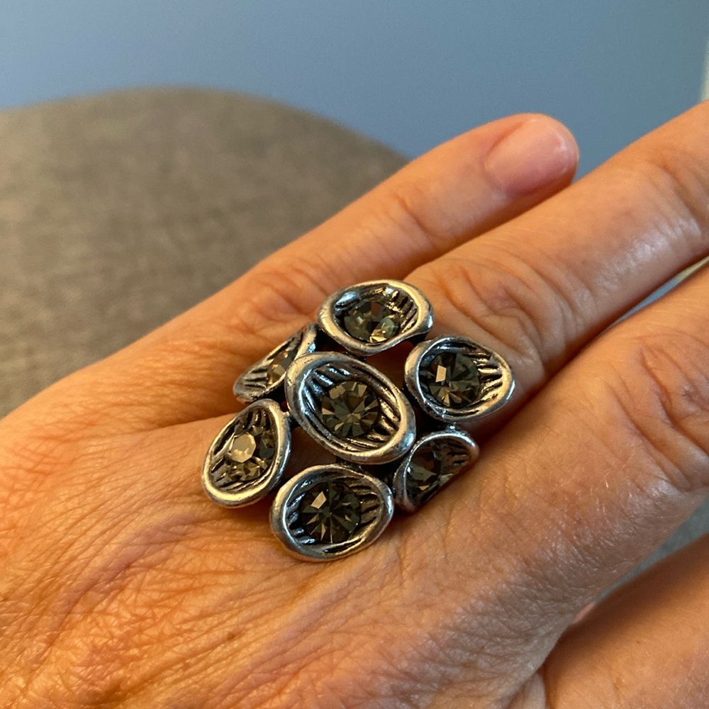 Vtg Silver-sparkle Statement Ring (8)